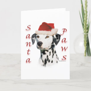 Cartão De Festividades Patas Dalmatian pretas do papai noel