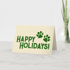 Cartão De Festividades Patas de Natal Verde Clássico