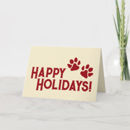 Cartão De Festividades Patas de Natal Vermelho Clássico