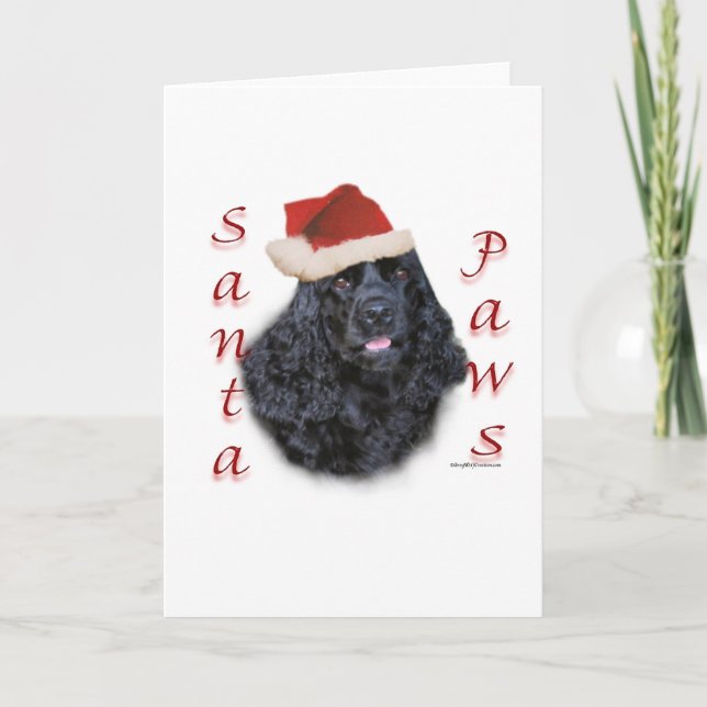 Cartão De Festividades Patas do papai noel de cocker spaniel (preto) (Frente)