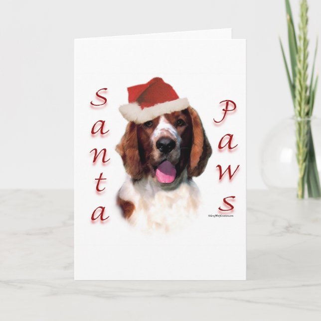 Cartão De Festividades Patas do papai noel do Spaniel de galês Springer (Frente)