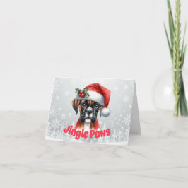 Cartão De Festividades Patas Tilintantes e Alegria do Cão Boxer
