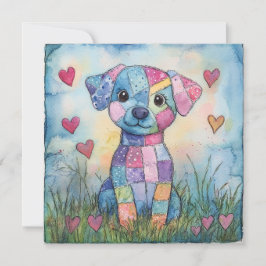 Cartão De Festividades Patchwork Puppy no Dia dos Namorados