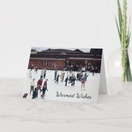 Cartão De Festividades Patinação no Gelo, Pista de Patinação no Gelo Retr