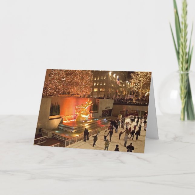 Cartão De Festividades Patinadores da árvore (Frente)