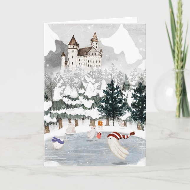 Cartão De Festividades Patinando (Frente)