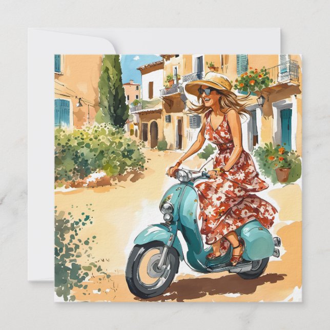 Cartão De Festividades Patinete na Sardenha (Frente)