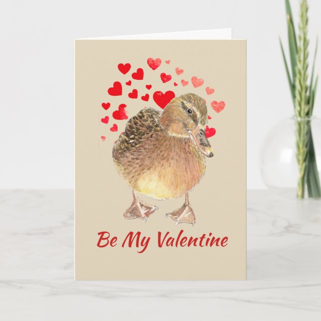 Cartão De Festividades Pato afortunado dos namorados engraçados com o (Frente)