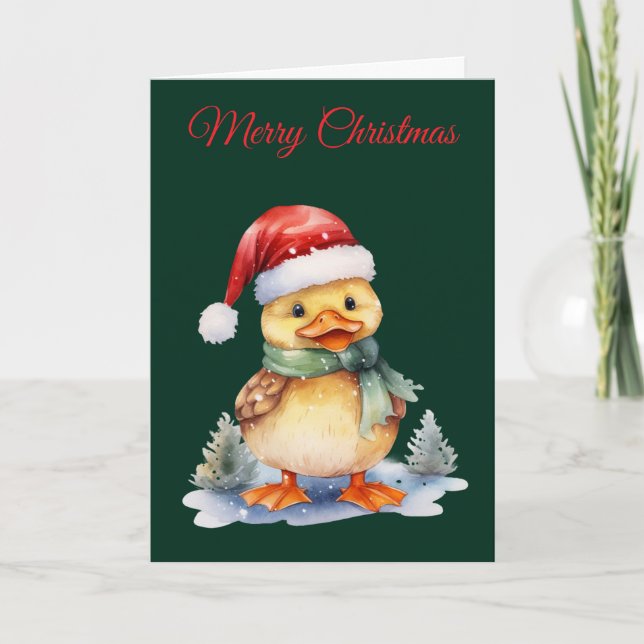 Cartão De Festividades Pato de Natal (Frente)