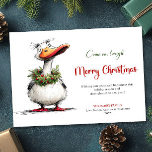 Cartão De Festividades Pato de Natal Caprichoso Cartoon Saudações Diverti