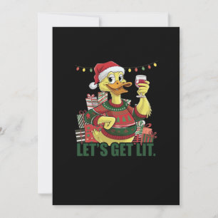 Cartão De Festividades Pato de Natal, Vamos Ficar Bêbados 