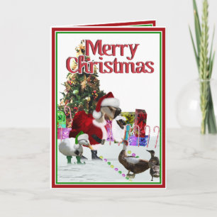 Cartão De Festividades Pato e Patos do Papai Noel de Natal