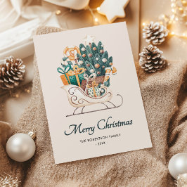 Cartão De Festividades Patos de Natal em Aquarela Não-Foto