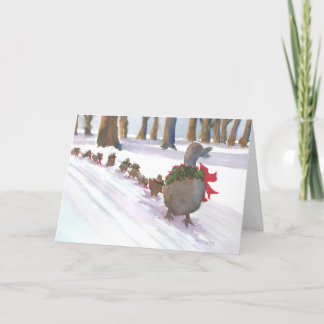 Cartão De Festividades Patos em Boston Common durante as férias de invern