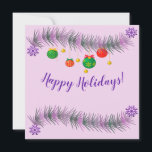 Cartão De Festividades Pátria de Natal com bolas de decoração coloridas<br><div class="desc">A terra natalícia com bolas coloridas de decoração para as próximas férias. Adicione sua mensagem pessoal no verso ou deixe-a vazio e manuscreva sua mensagem pessoalmente.</div>