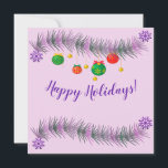 Cartão De Festividades Pátria de Natal com bolas de decoração coloridas<br><div class="desc">A terra natalícia com bolas coloridas de decoração para as próximas férias. Adicione sua mensagem pessoal no verso ou deixe-a vazio e manuscreva sua mensagem pessoalmente.</div>