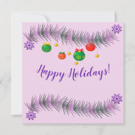 Cartão De Festividades Pátria de Natal com bolas de decoração coloridas