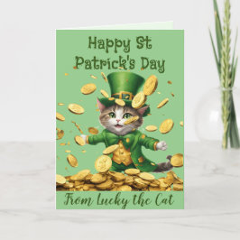 Cartão De Festividades Patrick comemora a Rua de gatos do Leprechaun na I