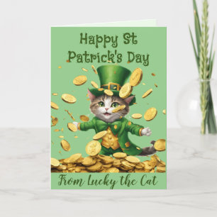 Cartão De Festividades Patrick comemora a Rua de gatos do Leprechaun na I