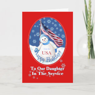 Cartão De Festividades Patriotic Christmas Card for Daughter in Military