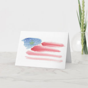 Cartão De Festividades Patriotic Flag & Angel Christmas Card - Customize