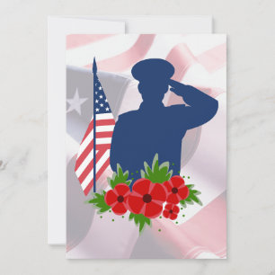 Cartão De Festividades Patriotic Memorial Day American Soldier Salute
