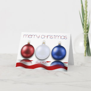 Cartão De Festividades Patriotic Ornaments and Flag Christmas Card