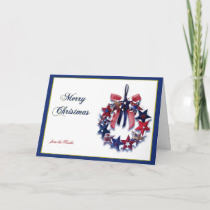 Cartão De Festividades Patriotic Star Wreath Merry Christmas Greeting