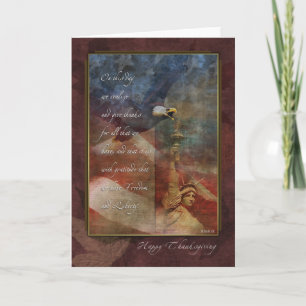 Cartão De Festividades Patriotic Thanksgiving Card with Fall Leaves