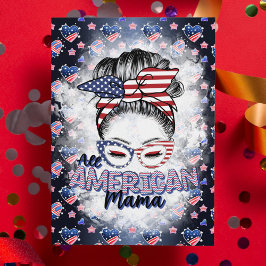Cartão De Festividades Patriótica All American Mama Messy Bun