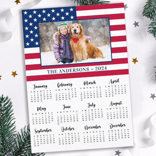 Cartão De Festividades Patriótica Americana de Foto Personalizada em 2026 (Criador carregado)
