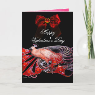 CARTÃO DE FESTIVIDADES PAVÃO ELEGANTE, PEDRAS PRECIOSAS, ARCO VERMELHO, D