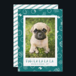 Cartão De Festividades Paw La La La | Pet Photo<br><div class="desc">Este cartão com fotos de animais de estimação divertido apresenta um padrão moderno de arte de círculos e manchas sobre um fundo de cores personalizado. Personalize com sua própria foto e texto para um cartão que traga sorrisos! A cor de fundo pode ser personalizada para qualquer cor que você quiser....</div>