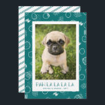 Cartão De Festividades Paw La La La | Pet Photo<br><div class="desc">Este cartão com fotos de animais de estimação divertido apresenta um padrão moderno de arte de círculos e manchas sobre um fundo de cores personalizado. Personalize com sua própria foto e texto para um cartão que traga sorrisos! A cor de fundo pode ser personalizada para qualquer cor que você quiser....</div>