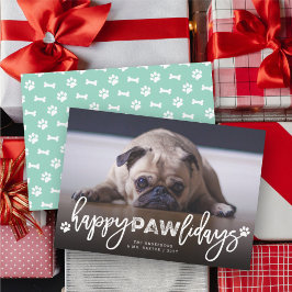 Cartão De Festividades Pawlidays Felizes Escovo Script Dog Pet Foto Lover