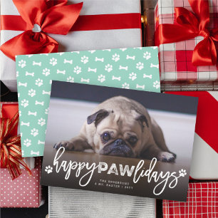 Cartão De Festividades Pawlidays Felizes Escovo Script Dog Pet Foto Lover