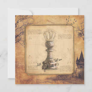 Cartão De Festividades Pawn King / Queen Vintage Old Fashiked Chess Gift