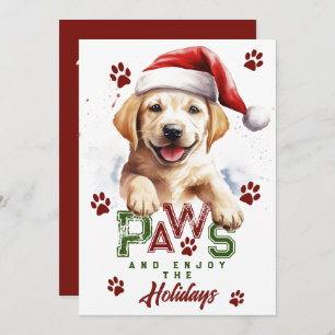 Cartão De Festividades Paws aproveita as férias de Labrador Santa Hat Xma