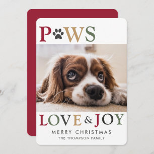 Cartão De Festividades Paws Love Joy Pet Photo Holiday Card