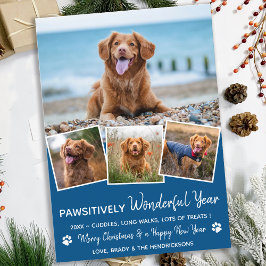 Cartão De Festividades Pawsitively Pet Year in Review Blue Dog Photo