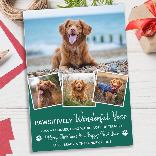 Cartão De Festividades Pawsitively Pet Year in Review Puppy Dog Photo (Criador carregado)