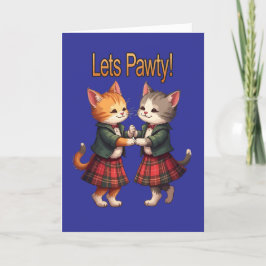 Cartão De Festividades Pawty Orange Cats Dançar Ceilidh Celebração