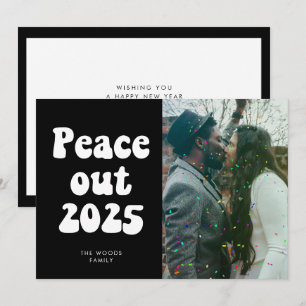 Cartão De Festividades Paz 2025 Retro Vintage Foto de Ano Novo Holida
