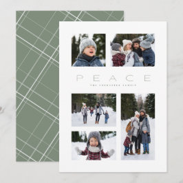 Cartão De Festividades Paz 5 colagem de fotos simples Natal verde