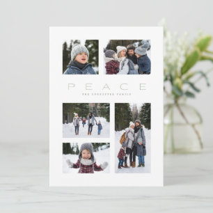 Cartão De Festividades Paz 5 colagem de fotos simples Natal verde