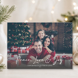 Cartão De Festividades Paz Amor Alegria Foto Personalizada da Família Nat