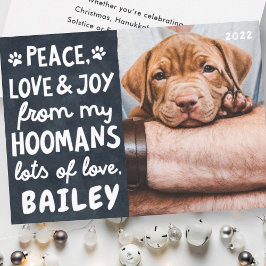 Cartão De Festividades Paz Amor & Alegria Foto Personalizada de Pet Moder
