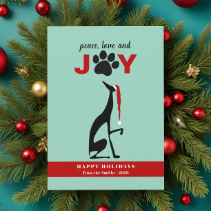 Cartão De Festividades Paz Amor Alegria Pata de Cachorro Natal