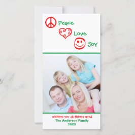 Cartão De Festividades Paz, Amor, Alegria Vertical - Photocard