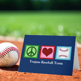 Cartão De Festividades Paz Amor Beisebol Equipe Azul Natal Personalizado